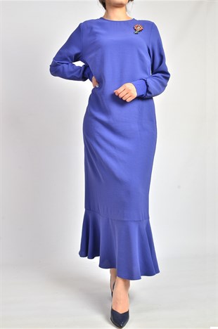 Aurobin Elbise Broş Detaylı Etek Valonlu 22355-PARLEMENT